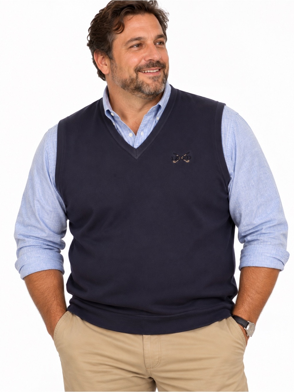IZOD Men’s Navy V-Neck Sweater Vest Golf Preppy Classic